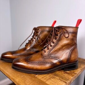 Thursday Boot Co Wingtip Color #77 Lace Up Leather Boots Mens 10 Burnished EUC